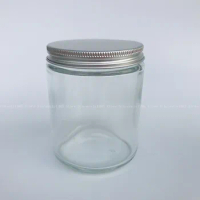 2pcs 250ml Clear Glass Candle Jars Empty Round Cosmetic Jar for DIY Aromatherapy Wax Melts Candles Salve Lotion Cream Storage