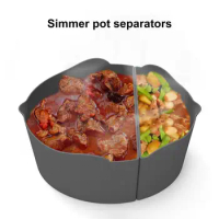 Slow Cooker Liner Crock Pot Divider 2 Grids Reusable Dishwasher Safe Crock Pot Silicone Slow Cooker Liner Kitchen Supplies
