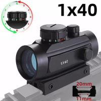 1X40 Sight Red Green Dot Sight Adjustable Reflex Light Holographic Scopes Tactical Optic Hunting Riflescope 11/20mm Rail