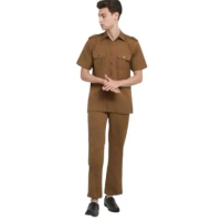 Seragam Kerja Pemda Warna Khaki Tua Dan Khaki Muda Lengan Pendek Seragam Pns Bahan Semi Wool Satu S