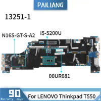 PAILIANG Laptop motherboard For LENOVO Thinkpad T550 13251-1 00UR081 Mainboard Core SR23Y i5-5200U N16S-GT-S-A2 TESTED DDR3