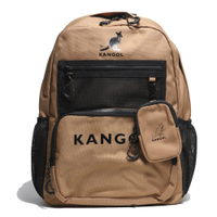 【蛇年最高折233】KANGOL 後背包 大容量 卡其 收納口袋 網格 附贈小零錢包 (布魯克林) 6155174030