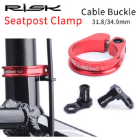RISK 31.8mm 34.9mm Bike Seatpost Clamp Aluminium MTB Mountain Road Bicycle Seat Post Clamp Titanium Bolt With Cable Organizer