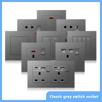 Universal 18W Type-C Quick charge Double Power Outlet,220V Electrical Wall Light 2way Switch UK 13A Wall Double USB Plug Socket