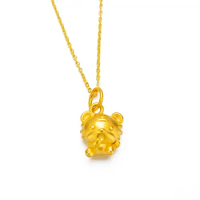Pure Yellow 18K 999 Gold Pendants Necklace for Women Classic Little Tiger Christmas Gifts Jewelry New Trendy