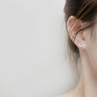 gg英文字母耳釘999純銀簡約氣質鋯石耳環小香風防過敏養耳洞耳飾