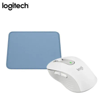 【Logitech 羅技】M650 多工靜音無線滑鼠(珍珠白) 搭 Mouse pad 滑鼠墊(典雅藍)*