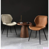 北歐輕奢工業風復古鐵藝皮質餐椅洽談椅會議椅化妝椅電腦椅