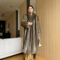 100% mink fur mink coat over the knee long fur coat for women