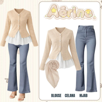 OOTD One Set Remaja Korea Kekinian (Blouse, Celana, Hijab) Outfit Setelan Hijab OOTD Hangout - DC147