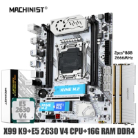 MACHINIST K9 X99 Motherboard Set LGA 2011-3 Xeon Kit E5 2630 V4 CPU DDR4 16GB(2*8gb) 2666MHz Memory Four Channel NVME USB 3.0