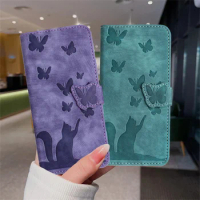 Leather Case For Samsung Galaxy S22 S23 S21 S20 FE Plus Ultra S8 S9 S10 S20FE S21FE Butterfly Cat Flip Book Wallet Cover Case