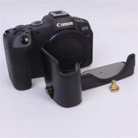 PU Leather Camera Half Body Case สำหรับ Canon EOS R8 EOSR8แบตเตอรี่เปิดฝาครอบด้านล่าง