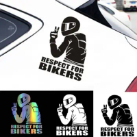 3D Respect For Cyclists Waterproof Reflective Biker Motorcycle Car Auto Accessoires Sticker Decal Funny JDM Vinyl On Car Styling