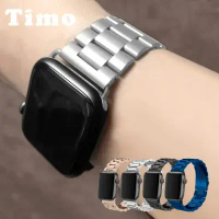 【TIMO】Apple Watch 42/44/45/49mm 不鏽鋼金屬錶帶(送錶帶調整器)-玫瑰金