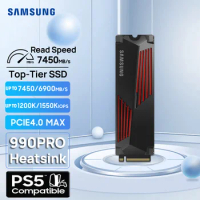 SAMSUNG SSD 990 Pro with Heatsink 1TB 2TB NVMe PCIe 4.0 M.2 2280 7450MB/S Drives SSD for PS5 PlayStation5 Laptop Gaming Computer