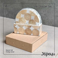 Alas Tatakan Bulat Mozaik Gelas Bahan Kerang Antik Sea Shell Coaster Set Table Decor