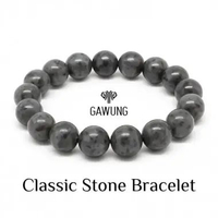 GAWUNG Gelang Batu Pria Classic Labradorite Labrador Asli Abu abu Aesthetic GGBLLA