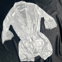 [ Racun Lingerie ] Kimono Renda Jubah Piyama Tidur Wanita Sexy Big Size Jumbo Satin Premium K.JUMB