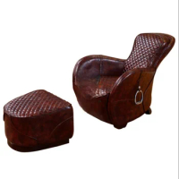Sofa chair top layer leather lounge chair to do the old single leather art lounge chair pedal combination
