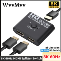 4K HDMI Switch Bi-Direction 2 Ports 8K 60Hz HDMI-Compatible Splitter Switch for Laptop PC Xbox PS3/4/5 TV Box to Monitor Adapter