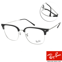 【RayBan 雷朋】木村拓哉代言同款 方框紳士眉框 光學眼鏡(黑 銀#RB7216F 2000-53mm)