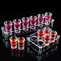 Acrylic Shot Glass Holder Shooter Glasses, Assembled Acrylic Serving Tray for Restaurant, Bar Family Tasting Glass Whiskey Soju