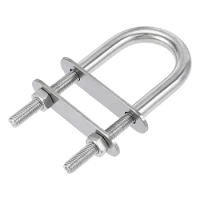 Uxcell 2 Sets Round U-Bolt 1.18"(30mm) Inner Width 90mm Length 304 Stainless Steel M6 with Nuts, Plates