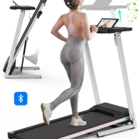 Folding Treadmill with Desk for Home - 265lbs Foldable Treadmill Running Machine, Electric Treadmill Exercise for Small Ap