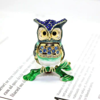 SHINNYGIFTS Cute Small Gifts Enamel Pewter Small Owl on the Tree Christmas Gift Box