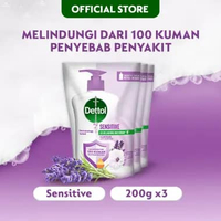 Dettol Sabun Cuci Tangan Sensitive [200 mL x 3 pcs]