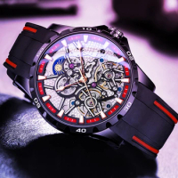 AILANG Fashion Hollow Men Watch Luxury Brand Original Automatic Mechanical Watches Genuine Leather Strap 30M Waterproof Reloj