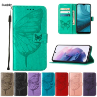 Sunjolly Butterfly Phone Case for Samsung Galaxy A8S S10 A6S Plus E J4 Core C9 Pro Flip Wallet PU Leather Case Cover coque
