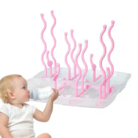 Foldable Baby Bottle Drying Rack Upright Vertical Collapsible Water Bottle Drying Rack Portable Bottle Dryer Baby Bottle Rack