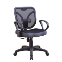 凱西坐墊加厚網布扶手辦公椅/電腦椅(黑色)