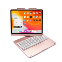 Wireless Bluetooth Keyboard Cover for Ipad pro12.9‘’ Ultra Thin Light-emitting 360rotate Ultra Thin Keyboard with Touch Mouse