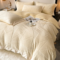 高端加厚雕花寶寶絨床上四件套冬季雙面牛奶法蘭絨被套珊瑚絨床單