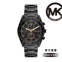 【Michael Kors 官方直營】Accelerator 極速者多功能三眼手錶 黑色不鏽鋼錶帶 42MM MK9113