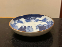 日本中古回流內繪人物青花染付老盤子年代物賞盤 收藏老瓷器