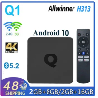 50PCS Q1 Smart TV Box Android 10 Allwinner H313 2GB 8GB 16GB Support 2.4G 5G Dual Wifi BT5.2 VS X96Q T95 MAX+