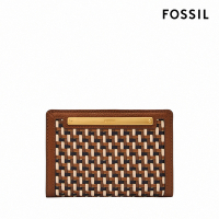 FOSSIL Liza 輕巧型真皮短夾-棕色編織 SL10040249