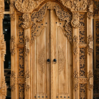 Pintu Gebyok Setyl Bali dengan Desain Ukiran Elegan dan Detail yang Halus