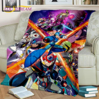Megaman Cartoon Rockman Retro Games Blanket,Soft Throw Blanket for Home Bedroom Bed Sofa Picnic Travel Office Cover Blanket Kids