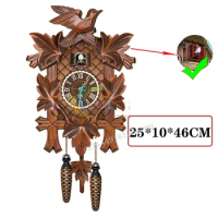 Creative Retro Cuckoo Wall Clock Cuckoo Wood Pendulum Swinging Bird Decorative Hanging Time Alarm Clock Living Room Home Decora