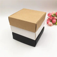 20Pcs 10x10x3cm Vintage Kraft Paper Box, Cardboard Handmade Soap Box,White Kraft Paper Gift Boxes,Black Packaging Jewelry Box