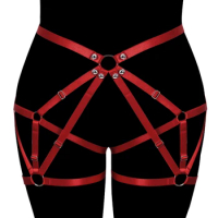 Women Goth Bondage Elastic Body Cage Bra Body Chain Garter Belt Body Harness Adjustable Garter