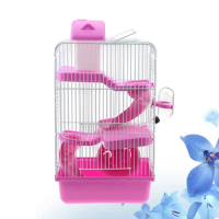 Three Layers Hamster Cage Includes Water Bottle Exercise Wheel Dish Hamster Hide- Out Small House for Pets Chinchilla Hamster