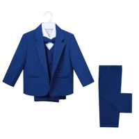 Clever Boys Suit Blue Violin Formal Tuxedo Children Piano Performance Stage Suits Kids Jacket Vest Pants Costume School 3 Pieces