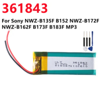 180mAh Battery 361843 For Battery for Sony NWZ-B135F B152 NWZ-B172F NWZ-B162F B173F B183F MP3 batteries