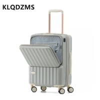 KLQDZMS PC Suitcase Front Opening Laptop Boarding Case 20"24" UCB Charging Trolley Case Cart Style Travel Bag Cabin Luggage